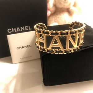 Authentic Chanel Gold Tone Bracelet Cuff